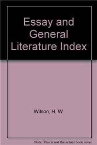 Essay and General Literature Index