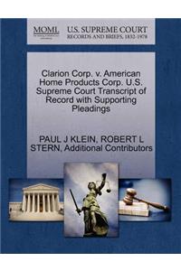 Clarion Corp. V. American Home Products Corp. U.S. Supreme Court Transcript of Record with Supporting Pleadings