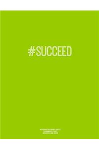 Notebook for Cornell Notes, 120 Numbered Pages, #SUCCEED, Lime Cover