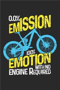 0.0% Emission 100% Emotio: Bicycle Notebook Blank Line Bike Journal Lined with Lines 6x9 120 Pages Checklist Record Book Mountainbike Lovers Take Notes bike riding Planner Pap