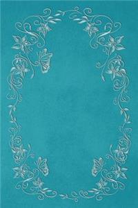 Robin's Egg Blue 101 - Blank Notebook With Color Me Too! (Butterflies & Flowers)