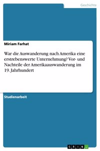 War die Auswanderung nach Amerika eine erstrebenswerte Unternehmung? Vor- und Nachteile der Amerikaauswanderung im 19. Jahrhundert