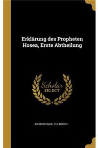 Erklärung Des Propheten Hosea, Erste Abtheilung