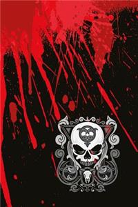 Gothic Notizbuch Totenschädel Kringel und Blutfleck