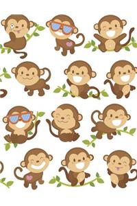 Cute Monkeys Blank Lined Notebook