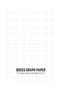 Boxes Graph Paper 1/2 Inches Square 100 Pages 8.5