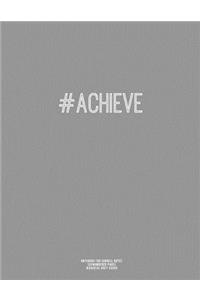 Notebook for Cornell Notes, 120 Numbered Pages, #ACHIEVE, Grey Cover