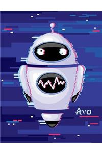Ava: Personalized Discreet Internet Website Password Journal or Organizer, Cute Robot Themed Birthday, Christmas, Best Friend Gifts for Kids, Teens, Girls, Women, Mom, Daughter, Sister, Grandma, Large Print Book, Size 8 1/2 X 11