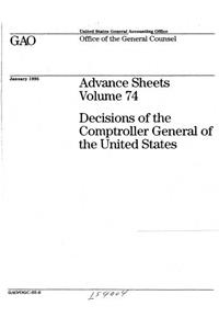 Advance Sheets: Volume 74, Decisions of the Comptroller General of the United States