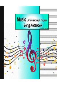 Music Manuscript Paper Song Notebook 12 staves