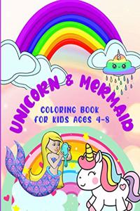 Unicorn & Mermaid Coloring Book For Kids Ages 4-8