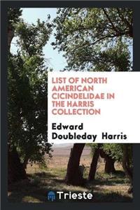 List of North American Cicindelidae in the Harris Collection