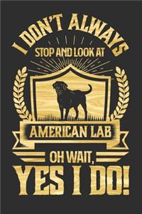 I Don't Always Stop and Look At American Labs OH Wait, Yes I Do!: Gifts for Dog Owners 100 page Blank lined 6 x 9 journal to jot down your ideas and notes