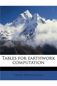 Tables for Earthwork Computation