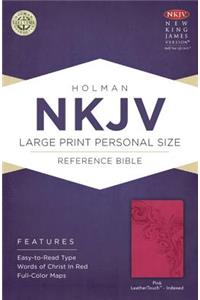 NKJV Large Print Personal Size Reference Bible, Pink LeatherTouch Indexed