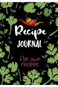 Recipe Journal for Own Recipes