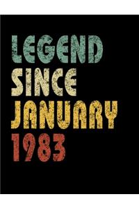 Legend Since January 1983: Retro Birthday Gift Notebook With Lined College Ruled Paper. Funny Quote Sayings 8.5 x 11 Notepad Journal For Taking Notes At Work, School Or Home F