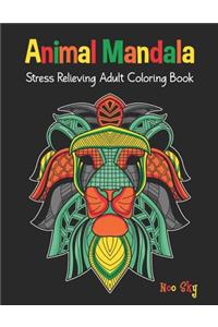 Animal Mandala Stress Relieving Adult Coloring Book