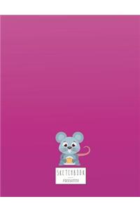 sketchbook: Cute rat on pink cover (8.5 x 11) inches 110 pages, Blank Unlined Paper for Sketching, Drawing, Whiting, Journaling & Doodling