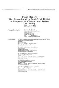The Dynamics of a Semi-Arid Region in Response to Climate and Water - Use Policy