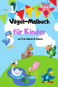 Vögel-Malbuch für Kinder von 3-6 Jahren