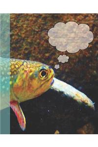 Funny Spotted Brook Trout Wide-ruled Lined School Blank Composition Notebook