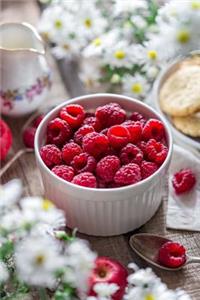 Ripe Red Raspberries, Shortbread Cookies, and Daisy Flowers Still Life Journal