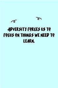 Adversity forces us to focus on things we need to learn. Journal