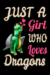 Just A Girl Who Loves Dragons Funny Dragon Lovers Journal. Funny Dragon Legendary Mythical Animal Lover NotBook Gift