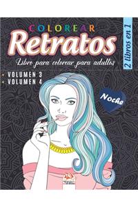 Colorear Retratos - Noche -2 libros en 1