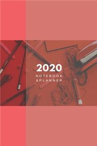 2020 Lined Notebook & Planner, Soft Cover 6x9 College Ruled, Red