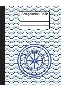 Compass Nautical Waves Composition Notebook - Blank