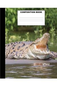 Crocodile Composition Book: Cute Crocodile Composition Notebook. 132 Pages Wide Ruled 7.5x9.25