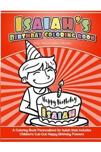 Isaiah's Birthday Coloring Book Kids Personalized Books