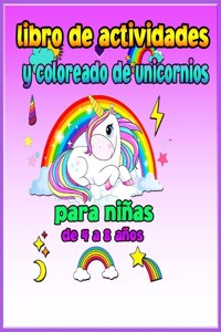 Libro de actividades y coloreado de unicornios para niñas de 4 a 8 años
