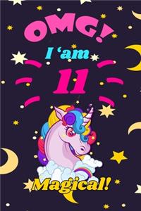 Unicorn Notebook I am 11 & Magical