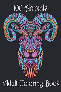 100 Animals Adult Coloring Book