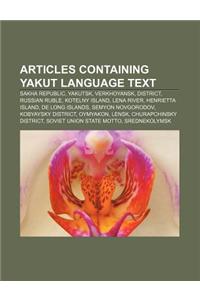 Articles Containing Yakut Language Text