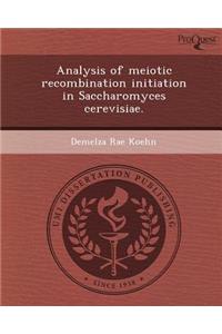 Analysis of Meiotic Recombination Initiation in Saccharomyces Cerevisiae