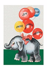Elephant W/ Balloons Greeting Card - Birthday Greeting Card