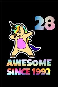 Dabbing Unicorn Awesome Since 1992 28th Birthday