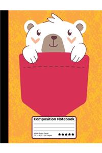 Cute Cartoon Bear in Pocket Composition Notebook