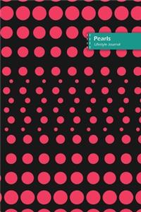 Pearls Lifestyle Journal, Blank Write-in Notebook, Dotted Lines, Wide Ruled, Size (A5) 6 x 9 In (Pink)