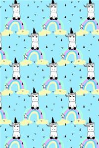 Journal Notebook Little Unicorns On Rainbows Pattern 1