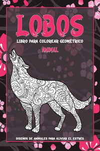 Libro para colorear geométrico - Diseños de animales para aliviar el estrés - Animal - Lobos