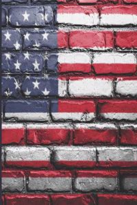 American Flag Painted Brick