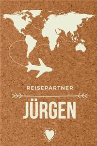 Reisepartner Jürgen: Das linierte Notizbuch in ca. A5 Format für deinen travel buddy. Perfektes Geburtstagsgeschenk für Einfallslose in angesagter Kork-Optik.