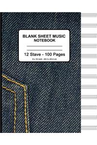 Blank Sheet Music Notebook - Blue Jeans