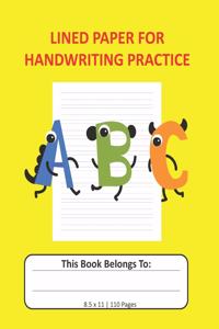 Lined Paper for Handwriting Practice: Notebook with Dotted Lined Writing Paper for Kids 8.5x11, 110 pages