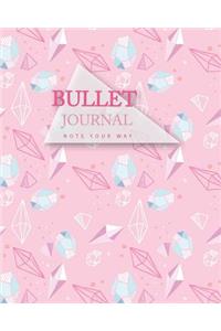 Bullet Journal Dot Grid, Daily Dated Notebook Diary, Pink Modern Geometric Diamond Hexagonal: Large Quarterly Bullet Journal Blank Pages with Number, 150p, 8x10